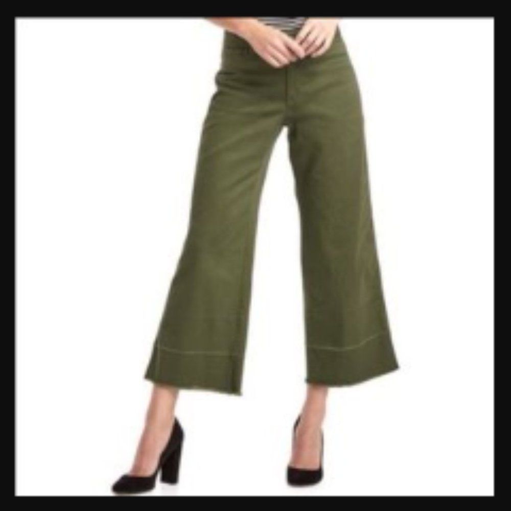 Raw hem Wide leg Sailor pant in Army Green Utility sz 00 Regular 98%cotton NEW